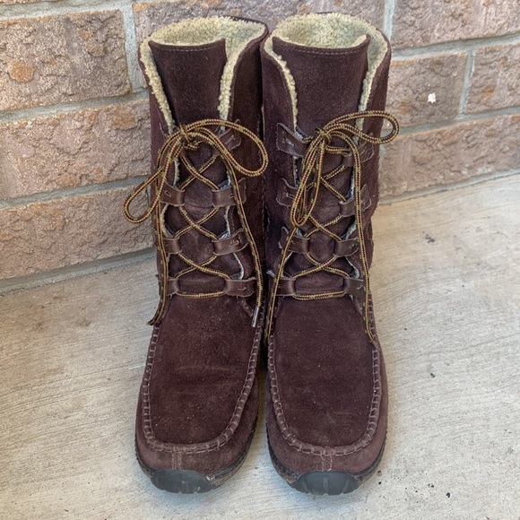 Timberland Fauna Waterproof Brown Leather Moc Toe Lace-Up Boots Women’s 7 - Picture 4 of 15